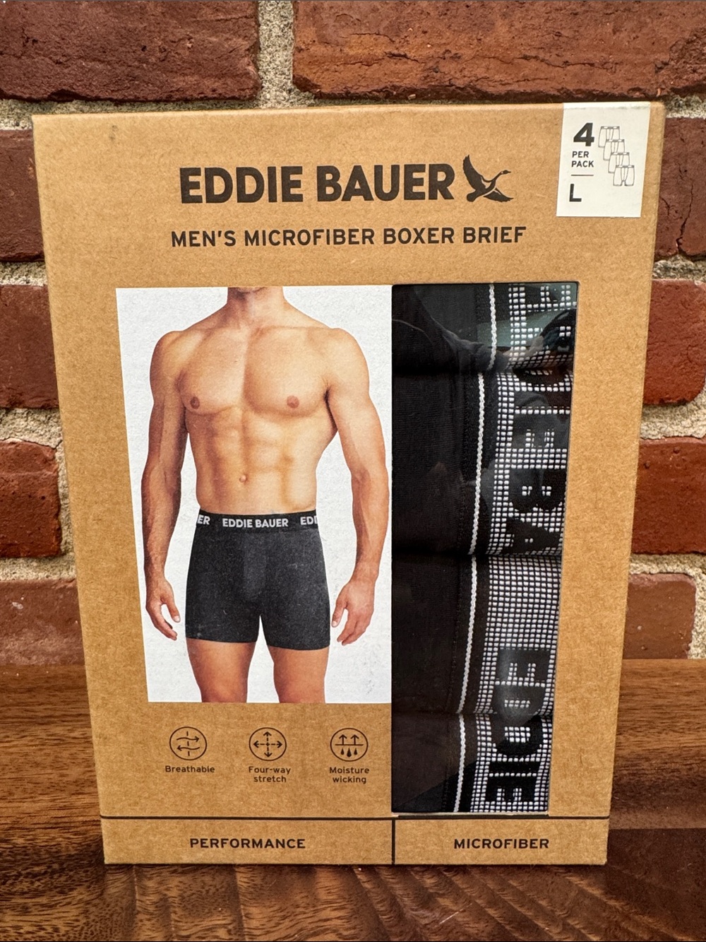 Eddie Bauer Black Microfiber Boxer Briefs Pack — Branded Waistband